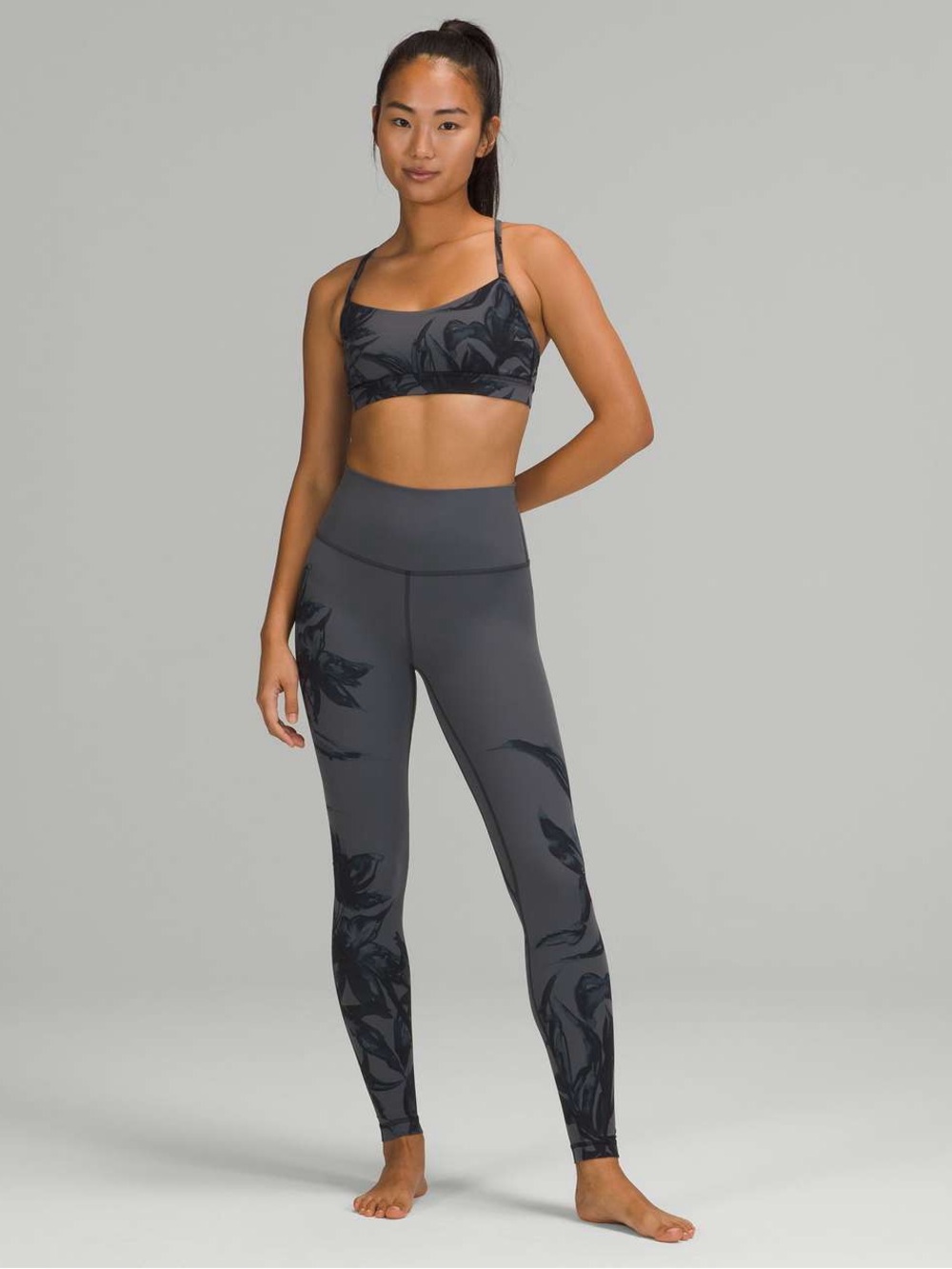 Lululemon Align High-Rise Pant Leggings 28" Botanical Bloom Gray Floral Size 8